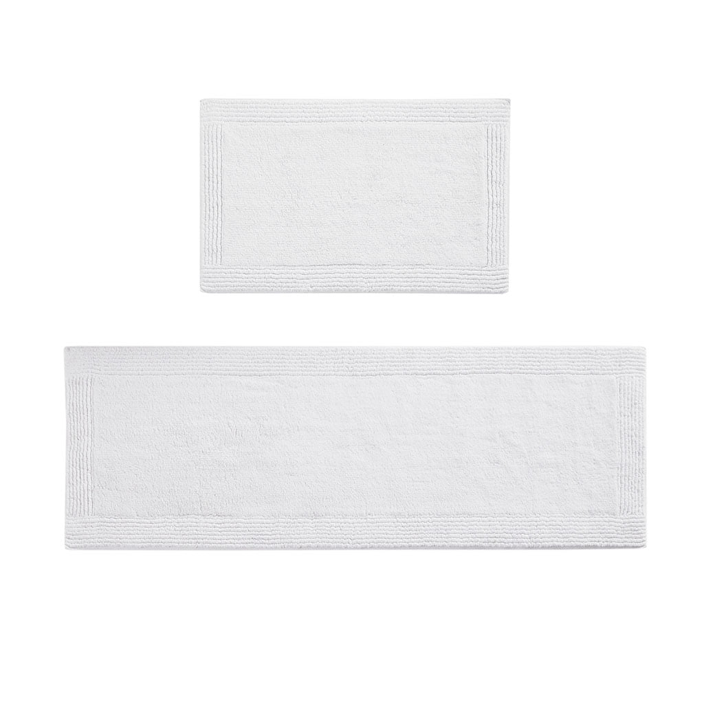 100% Cotton Tufted 3000 GSM Reversible Bath Rug 24x72 Inches White, Luxury Plush High Pile Bathroom Rug, Machine Washable Shower Mat for Bathroom