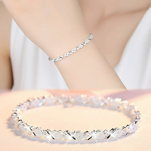 SIfdSeng Silver Plated Bracelet Women's Personality Bracelet Silver Plated Bracelet Memorial Day Bangles Bracelets for Women Bracelet Stack for Women Silver Initial Bracelet for Teen Girls