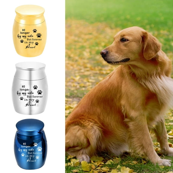 Walbest Everlasting Love Urns for Dog/Cat Ashes, 1.6" High Beautiful Keepsake Urns Mini Timeless Cremation Urns, Aluminum Simple Decorative Funeral Urns Engraved for Pet