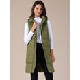 thumbnail image 2 of DARING DIVA Women's Long Puffer Vest Casual Sleeveless Hooded Down Jacket L Green, 2 of 6