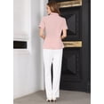 thumbnail image 5 of DARING DIVA Women's Button Down Short Sleeve 2026 Summer Pleated Front Blouse S Pink, 5 of 7
