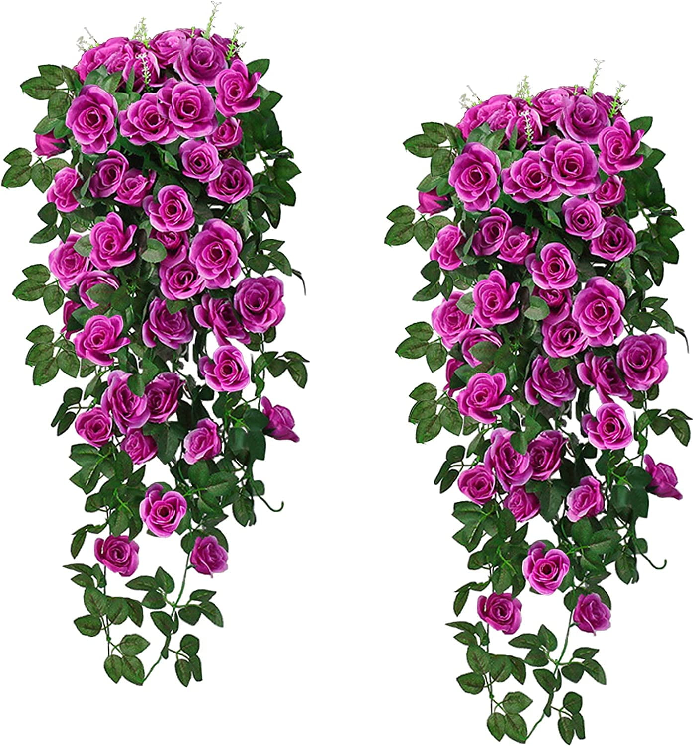 Zukuco Artificial Hanging Flower Fake Rose Flower Vine Hanging Plants Faux Flowers for Porch