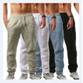thumbnail image 3 of Pantalones deportivos de verano para hombre, holgados, informales, transpirables, de algodón y lino, 3 of 5