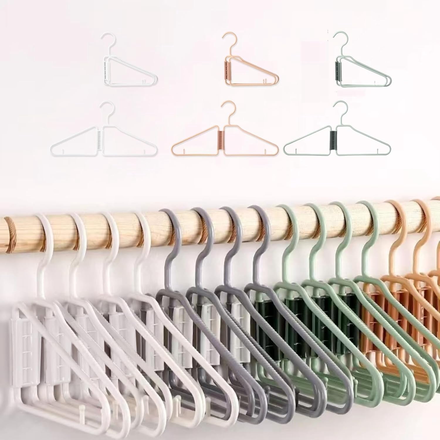 8 Pcs Foldable Hangers, Plastic Collapsible Hangers, Portable Folding Clothes Hanger, Foldable Travel Hangers, Foldable Hangers for Travel, Cruise, Home, Bedroom, Dorm (Green)