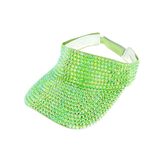 Top Headwear Full Rhinestone Sun Visor - Lime