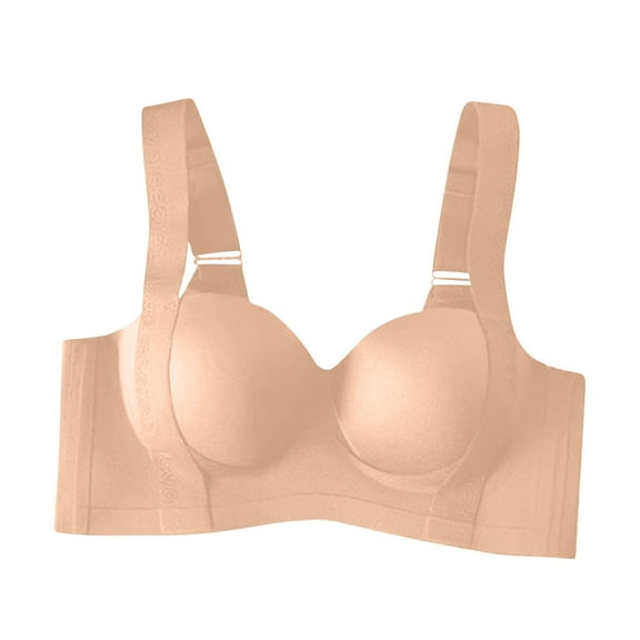 Arnsht Push Up Bras for Women Support Padded Plus Size Wide Band Underwire Back Smoothing T-Shirt Bra Beige S