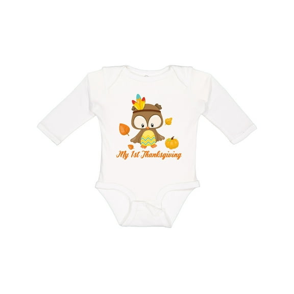 Inktastic My First Thanksgiving Owl Boys or Girls Long Sleeve Baby Bodysuit