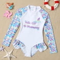 thumbnail image 3 of [BRAND CLEARANCE!!!] 1-6T Summer Toddler Girls Cute Mermaid One Piece Swimsuits Long Sleeve Sun Protection Rufled Rash Guard Zipper Bathing Suit (White), 3 of 8