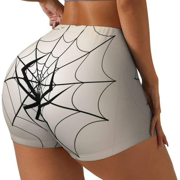 Fotbe Spiders On The Web 1 Shorts Sin Costuras – Shorts Deportivos de Cintura Alta para Mujer, Elásticos para Gimnasio, Yoga, Running o Ciclismo-Large