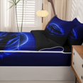thumbnail image 5 of Manfei Speed Car Zipper Twin Comforter Sets with Fitted Sheet and 2 Pillowcases,Navy Blue Neon Light Print Zipper Bedding Set,Black Reversible,4pcs, 5 of 8