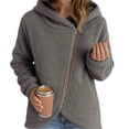 thumbnail image 1 of Chaquetas con Capucha y Cremallera para Mujer, Informales, Holgadas, de Forro Peludo y A , con Cremallera y Abrigos Gris XL, 1 of 3