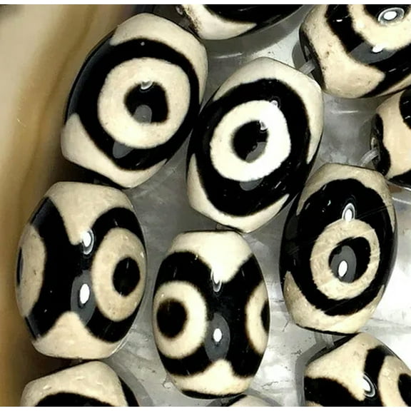 U8MO 10x14mm Black White Agate Oblong Gemstone Loose Beads 14pcs