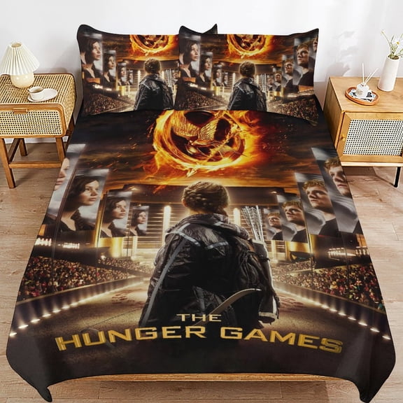 Hunger Gam-e Duvet Cover Set Cartoon Print Bedding Set 3pcs for Kids Boys Teens Room Decor Comforter Cover Butterfly Moth Quilt Cover with 2 Pillowcases 86"×70"