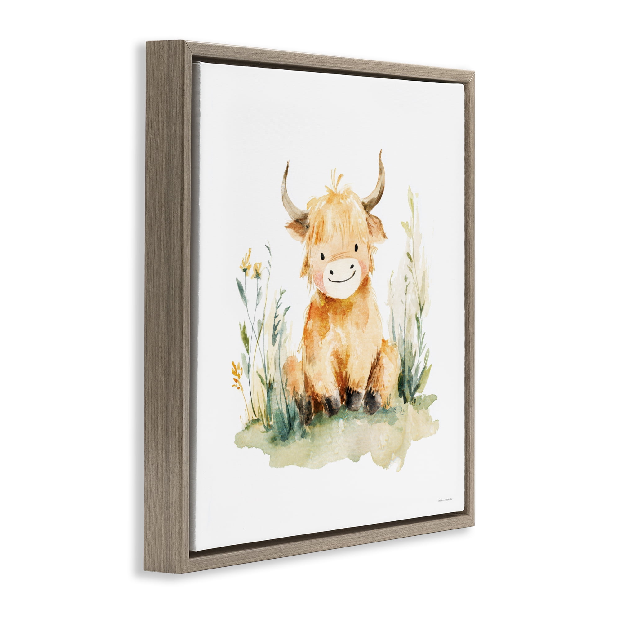 Stupell Industries Little Highland Calf Brown Framed Floater Canvas Wall Art, design by Svetlana Aleynikova