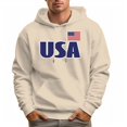 thumbnail image 4 of Men's 100% Cotton USA National Flag Hoodie 330g Thick Pocket Hood, 4 of 16