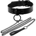 thumbnail image 1 of Leather Collar Necklace Circle Women Leather Choker Metal Ring Choker, 1 of 5