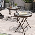 thumbnail image 6 of Crestlive Products Foldable Patio Side Table with Tempered Glass Top 18" Small Glass Patio End Tables (Brown，2PCS), 6 of 7