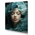 thumbnail image 2 of Designart "Portrait Of The Cyan Smoke Woman I" Fashion Woman Wall Art Prints, 2 of 7
