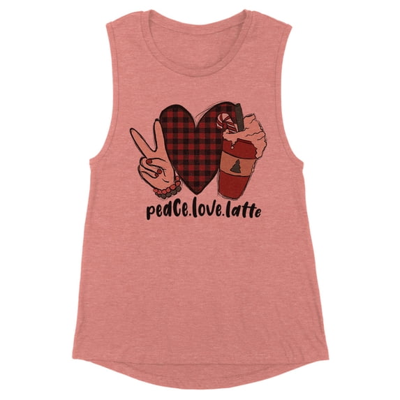 Peace Love Latte Women's Muscle Tank Large Desert Pink
