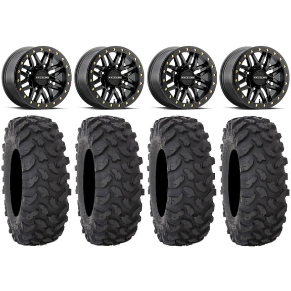 Raceline Ryno Bdlk 15" Bk Wheels 33" XTR370 Tires Sportsman RZR Ranger