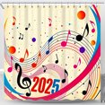thumbnail image 1 of Rideau de Douche Musical Vibrant 2025 Design Abstrait Coloré avec Notes et Points sur Jaune, 1 of 4