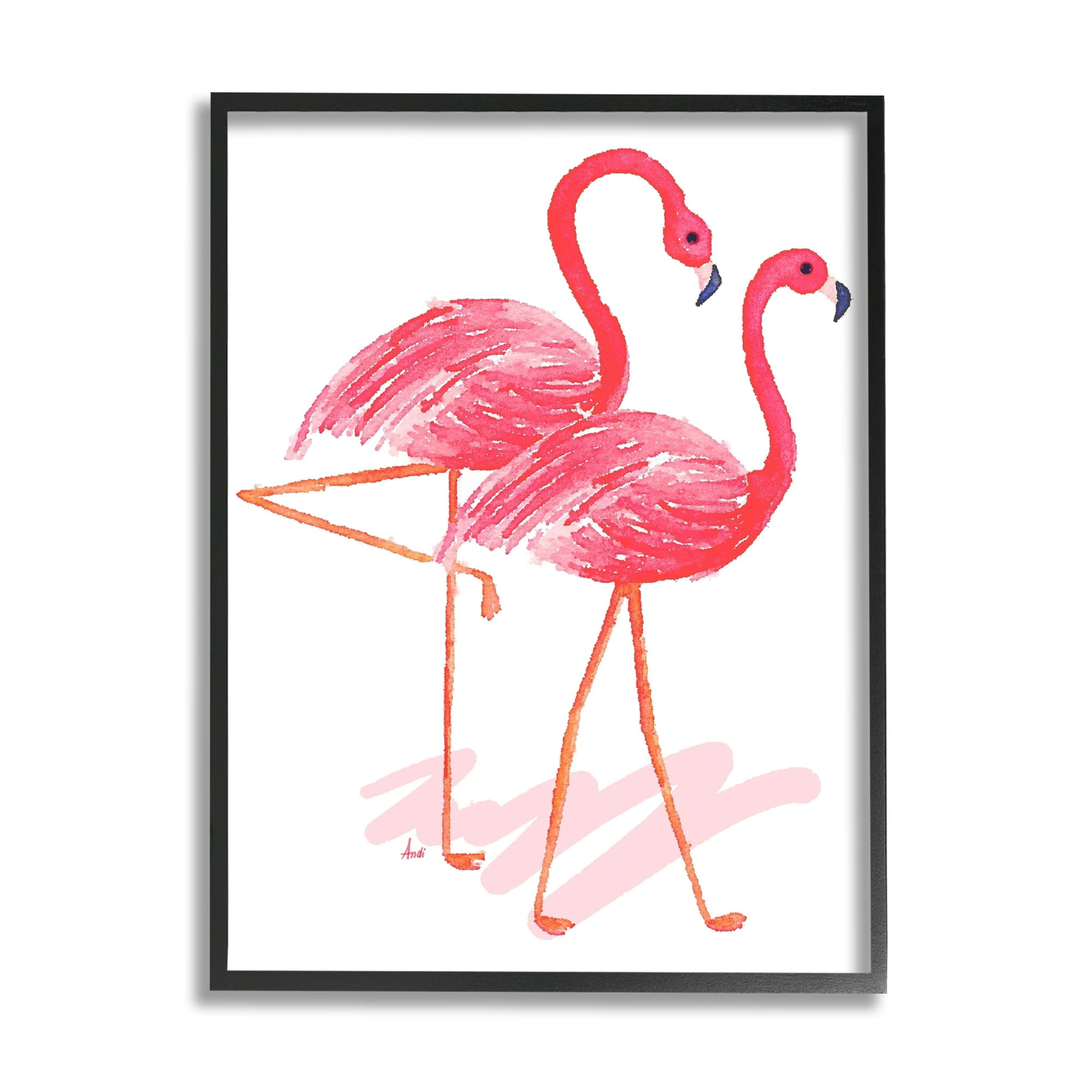 Stupell Industries Tropical Pink Flamingo Pair Bird Couple Minimal, 24 x 30, Design by Andi Metz