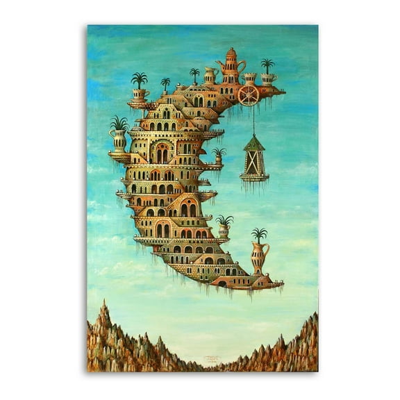 Salvador Dali Living on The Moon Posters Art Print Wall Photo Paint Poster Hanging Picture Family Bedroom Decor Gift 16x24inch(40x60cm)