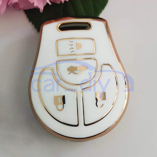 Funda De Llave De TPU Para Coche Con Placa De Número De Llavero Para Nissan Livina March Sunny Sylphy Tiida Luxury Gold Edge Edition Protector Shell
