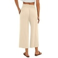 thumbnail image 5 of Lenpel Women's Carpi Pants Baggy Ruffle Elastic High Waisted Wide Leg Cropped Trousers Casual Long Shorts with Pockets, 5 of 5