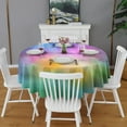 thumbnail image 2 of Rainbow Tie Dye Cloud Pattern Round Tablecloth 60"x60",Wrinkle Wipeable Table Cloth for Kitchen Dining Room Picnic Patio Party, 2 of 6
