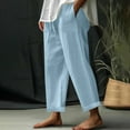 thumbnail image 2 of Yubnlvae 2025 Japanese Drape Pants - Wide Leg Cotton-Linen Trousers (Spring/Autumn Elastic Waist, Lazy Chic) Blue 5XL, 2 of 8