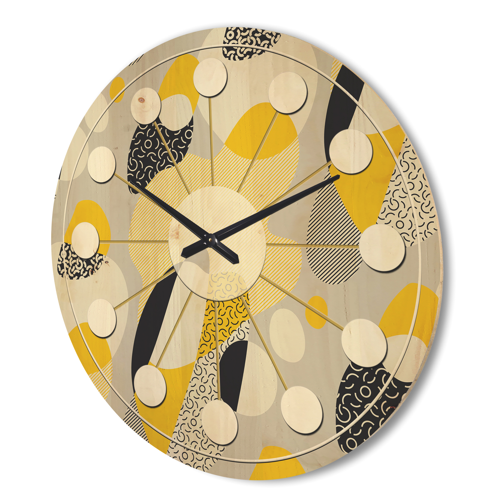 Designart 'Abstract Retro Pattern Design V' Mid-Century Modern Wood Wall Clock