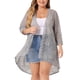 thumbnail image 1 of Cardigans de encaje floral de manga 3/4 para mujer de talla grande Agnes Orinda, 3X, gris, 1 of 6