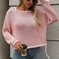 thumbnail image 4 of AherBiu Sweaters for Women Trendy Knit Long Sleeve Threading Rope Pullover Crew Neck Cute Fall 2024 Tops, 4 of 8