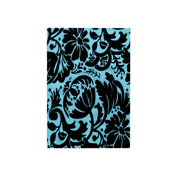 3dRose, Black Floral On Turquoise, 15x22 Hand Towel