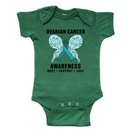 

Inktastic Ovarian Cancer Awareness Hope Support and Love Gift Baby Boy or Baby Girl Bodysuit