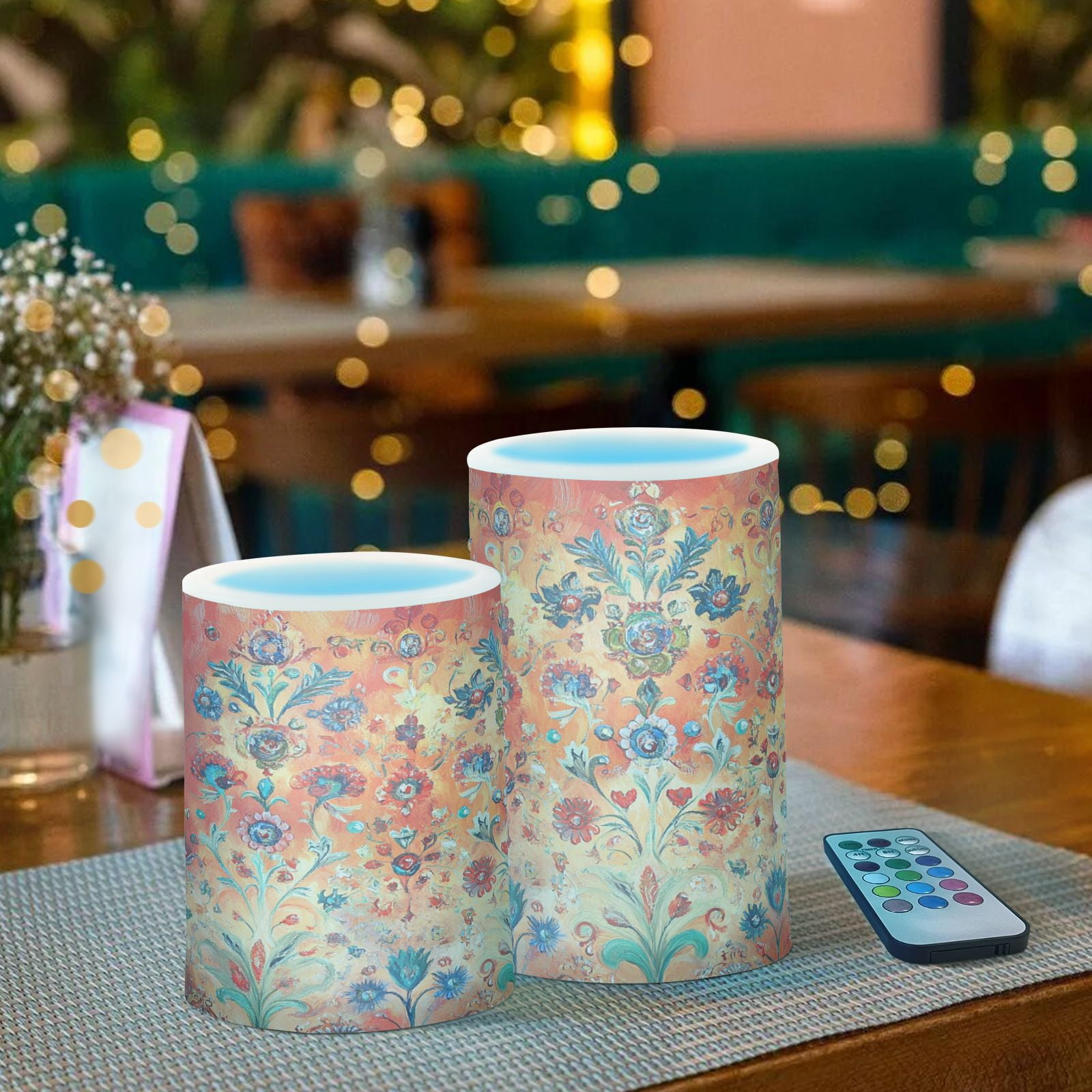 BZSMCE Flameless Candles LED Lights Flowers Seamlee Pattern Creativity Battery Candles