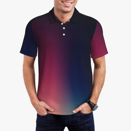 Logiee retro blue orange red teal dark Print Mens Polo Shirts Mens Golf Polo Shirts Short Sleeve Casual Polo Shirts for Men Summer Fashion Beach Shirts-Large