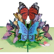 Paper Love 3D Butterflies Pop Up Greeting Card, For All Occasion - 5" x 7" Cover - Includes Envelope and Note Tag