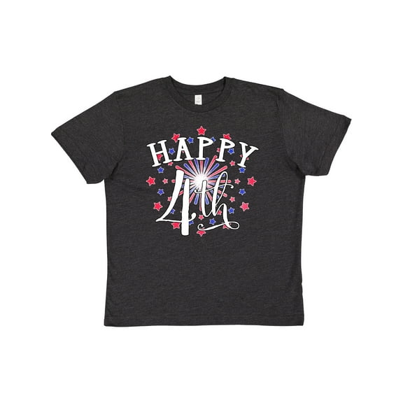 Inktastic Happy 4th- Fourth of July Firework Youth T-Shirt