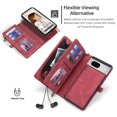 thumbnail image 5 of Allytech Detachable Magnetic Wallet Case for Google Pixel 7 with Wrist Strap, Large Capacity Luxury PU Leather Card Slots Zipper Cash Pocket Shockproof Protective Wallet Case - Red, 5 of 9