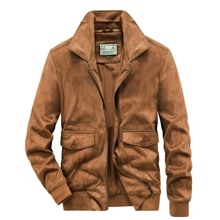 

Men s Vintage Faux Suede Jacket Coats Fashion Casual Lapel Full Zip Long Sleeve Coat Winter Thickened with Pockets