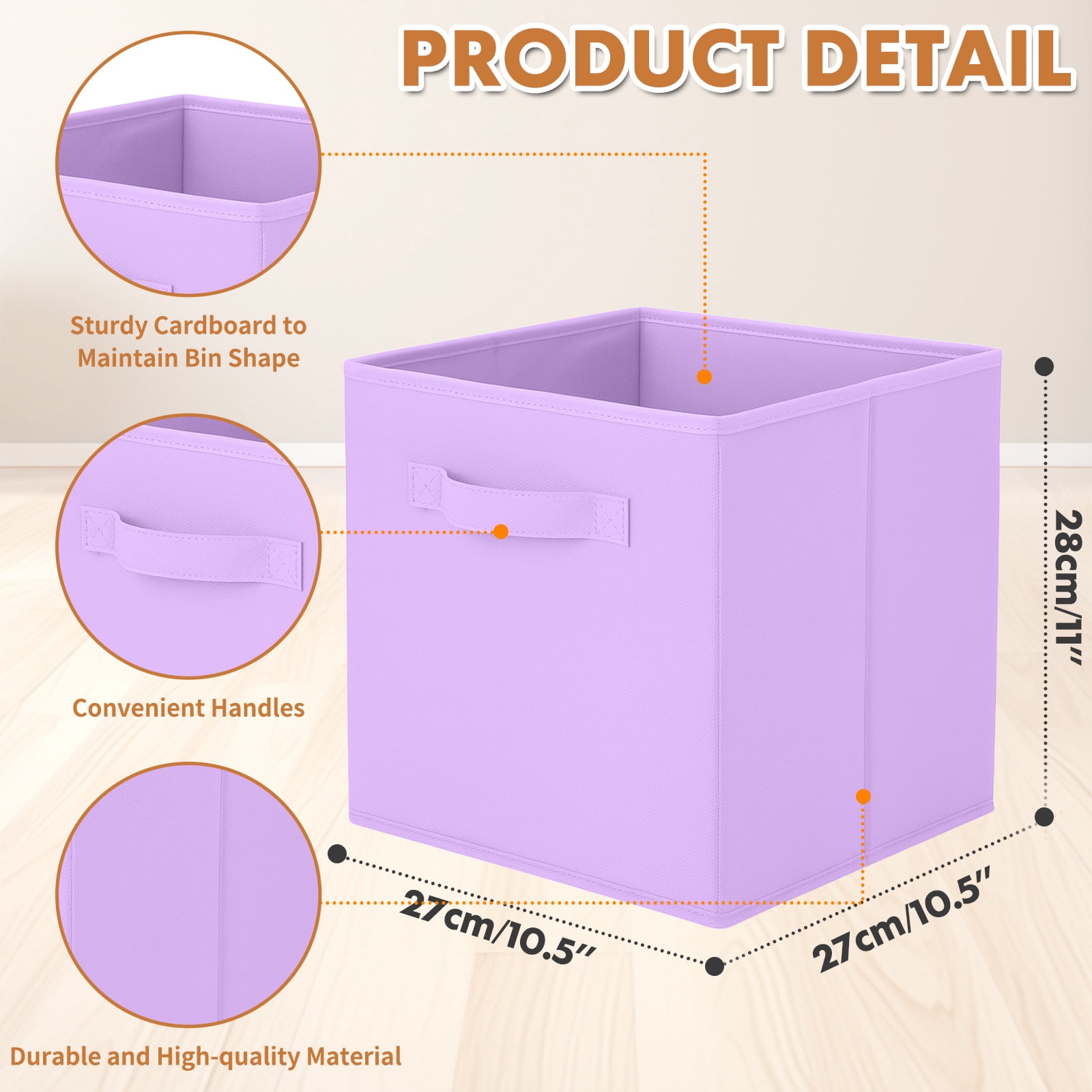 PinkSheep Collapsible Fabric Cube Storage Bins, Storage Cubes Basket Organizer Bins for Closet (10.5" x 10.5"), Pink, 6 Pack
