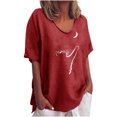 thumbnail image 1 of Blusa informal para mujer, cuello redondo, estampado floral, manga corta, camiseta suelta, tops para mujer Pompotops hfajkhk138445, 1 of 5