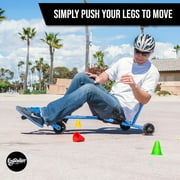 EzyRoller: Pro X - Aqua Blue - Ride-On Scooter, Cambering Motion, Pedal Free Cart, Hand Brakes, Extendable Frame, 220lb Capacity, Kids-Teens-Adults 9+