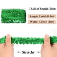 thumbnail image 2 of Elastic Sequin Trim, 1.2 Inch 3 Row Flat Glitter Paillette Sequin Ribbon, Metallic Stretch Sequin Strip Sewing DIY Craft, 5 Yards, Green, 2 of 5