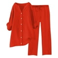 thumbnail image 1 of Conjunto de 2 piezas para mujer: pantalones anchos con cintura elástica y blusa de manga larga - Ropa informal para todas las estaciones - Poliéster, tallas S-XL, 1 of 4