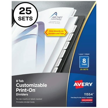 Avery 8-Tab Binder Dividers, Write &amp; Erase Dividers, 8 Multicolor Big ...