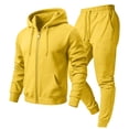 thumbnail image 6 of Men Full Zip Hoodie Tracksuit Set Soft Thick Fleece Sweatsuit Matching Jogger Outfit 2026 Fall Winter Relaxed Set Yellow L, 6 of 7