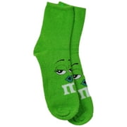 M&M Green Character Face Soft Sock Adult 10-13 Ankle Novelty Candy Chocolate